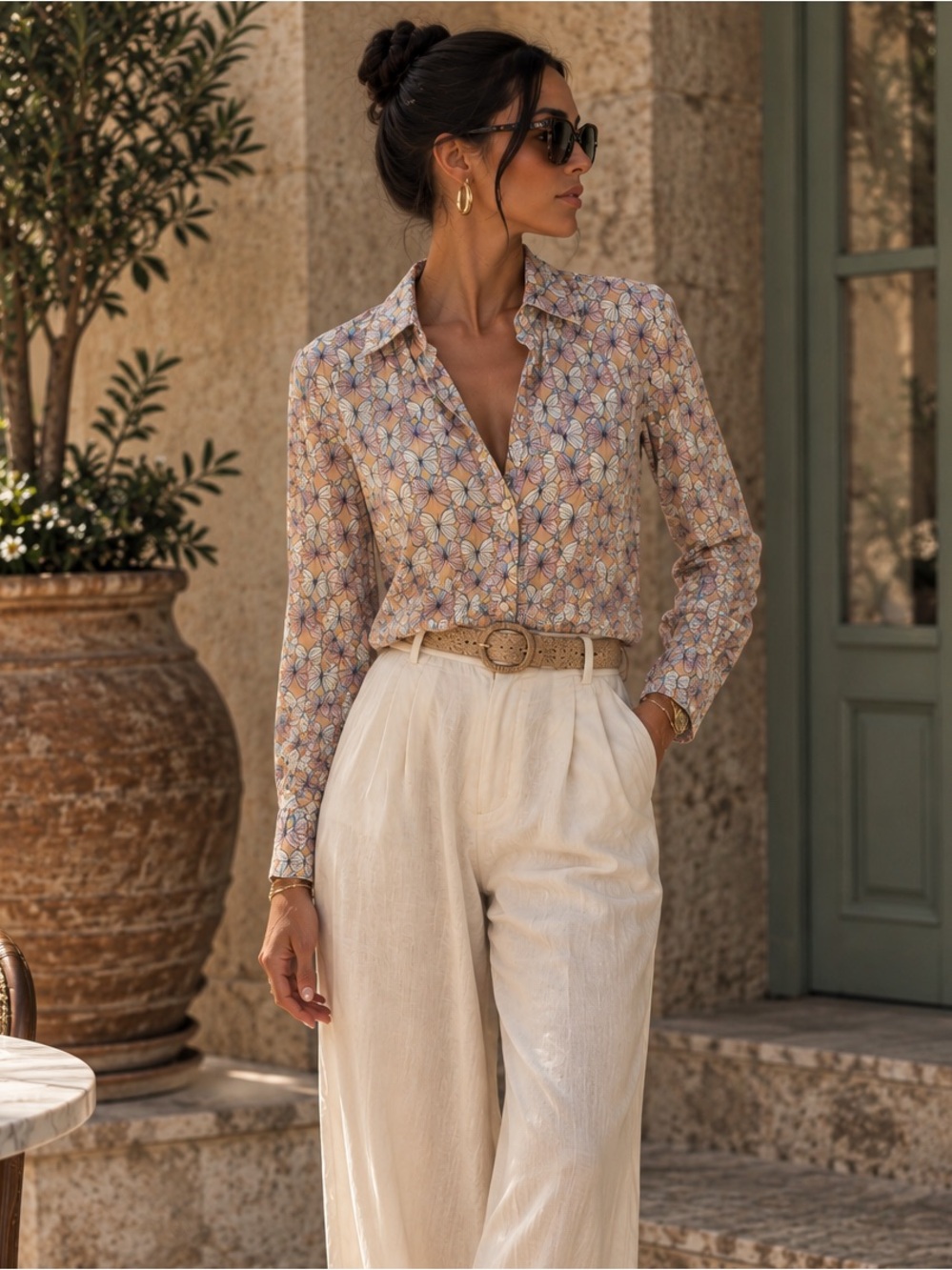 Le Tigre Printed Button-Down Shirt in Muted Floral